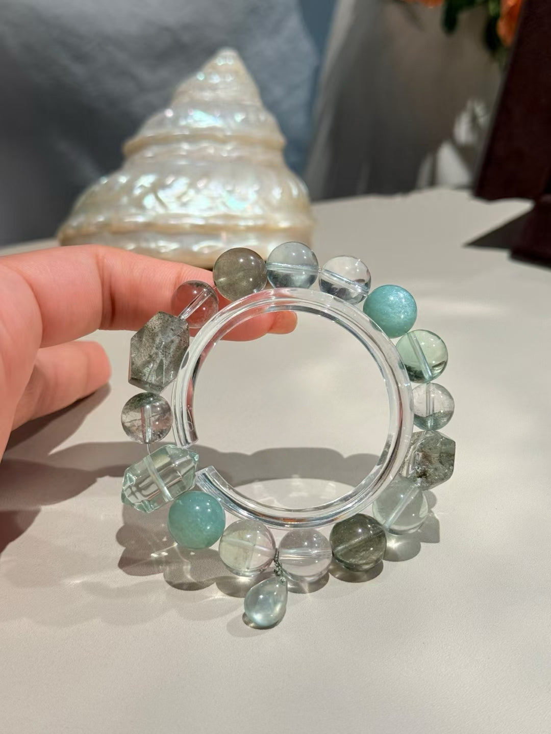 Wood Element Abundance Bracelet — Green Phantom & Hare's Fur Quartz for Growth & Wealth