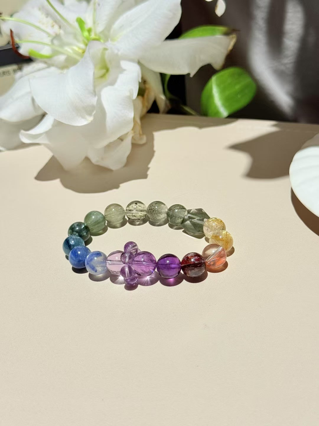 Duo Bao Rainbow Wave Gemstone Bracelet - Multi Power for Day to Night