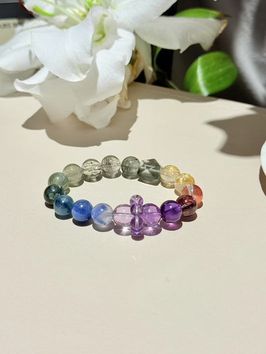 Duo Bao Rainbow Wave Gemstone Bracelet - Multi Power for Day to Night