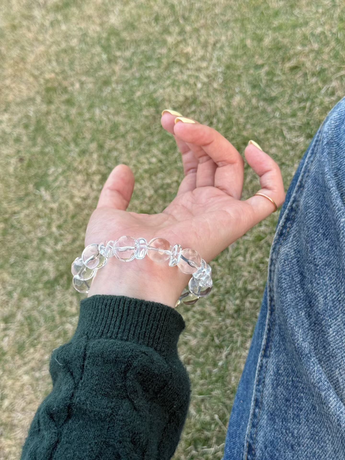 Water Element | Zen Serenity Bracelet: Clear Quartz, Sandalwood & Kunzite
