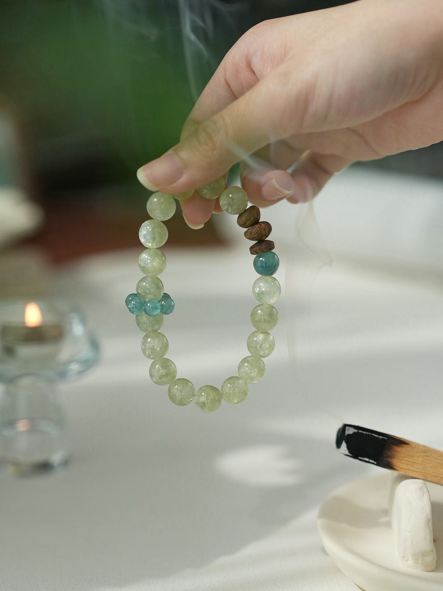 Wood Element | Natural Green Fuchsite & Green Apatite Bead Bracelet for Growth, Abundance & Deep Heart Chakra Healing
