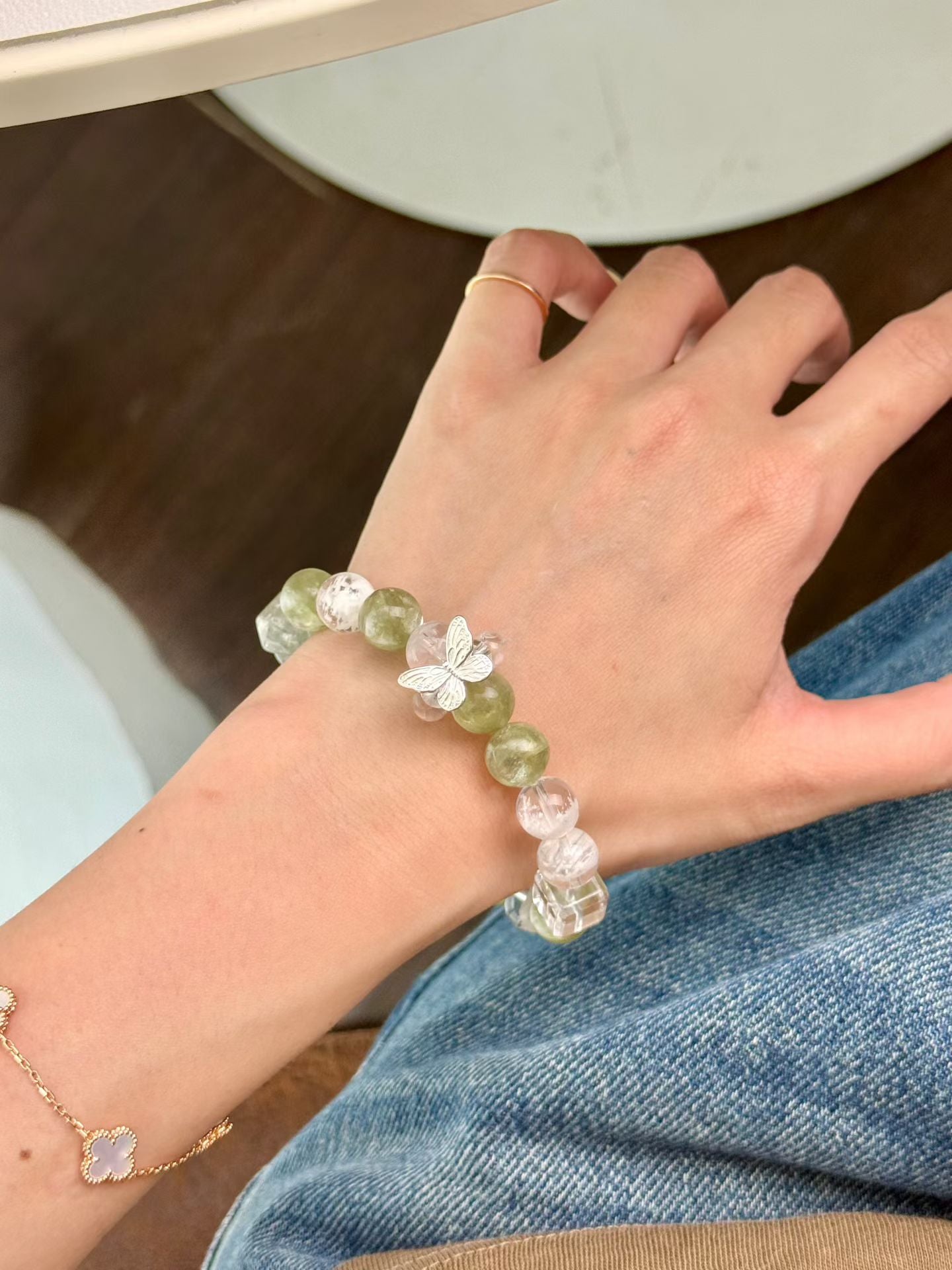 Wealth & Vitality | Green Phantom & Snowflake Quartz Healing Bracelet