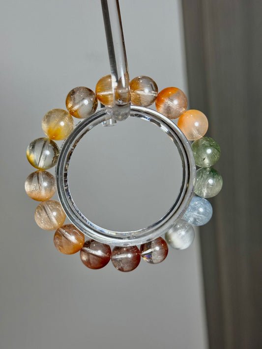 Capture a Rainbow on Your Wrist: The Premium Multi-Color Rabbit Hair Rutilated Quartz Bracelet