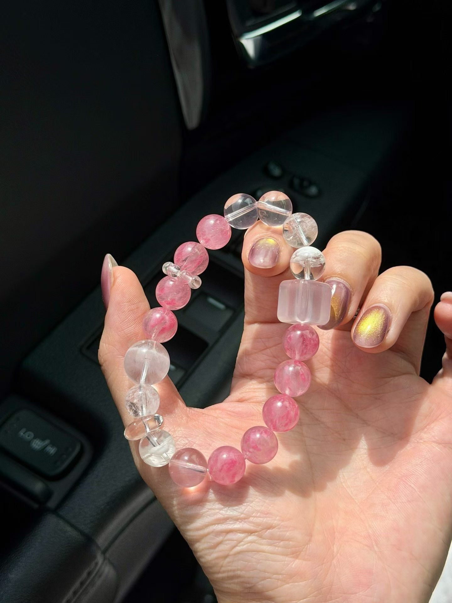 Deep Heart Healing & Renewal Crystal Bracelet | Rhodonite, Rose Quartz & White Phantom for Emotional Recovery