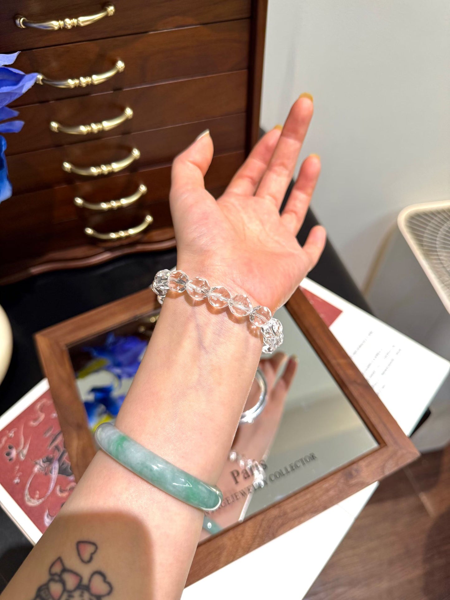 Gold Rutilated Quartz & Faceted Clear Quartz Bracelet – Wealth Manifestation & Absolute Clarity