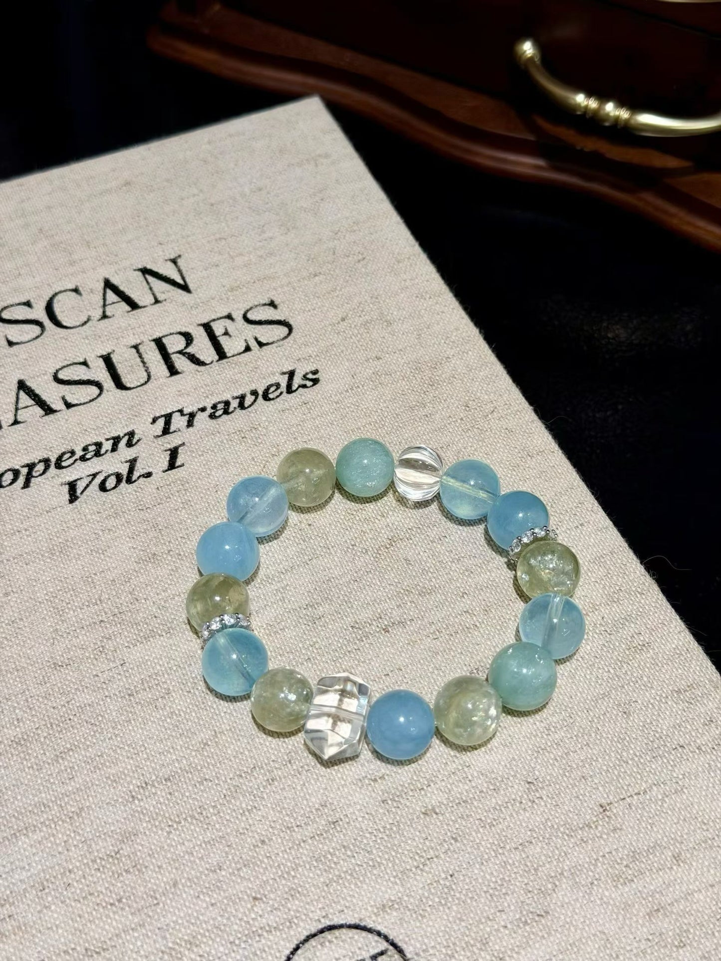 Serenity & Renewal Healing Crystal Bracelet | Aquamarine, Emerald Quartz & Clear Quartz