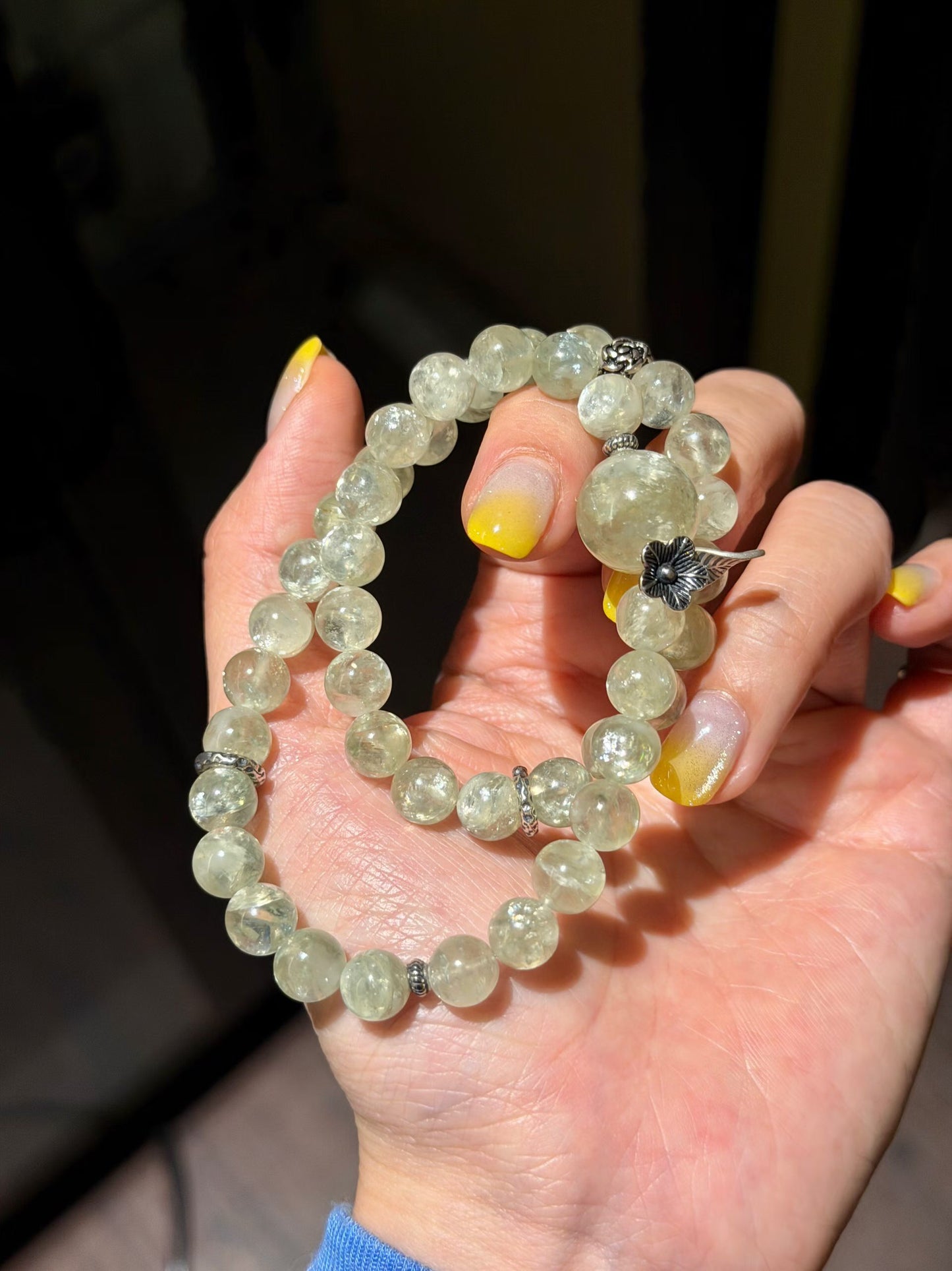 Wood Element | Natural Green Mica Double-Wrap Crystal Bracelet | Heart Chakra Healing & Prosperity