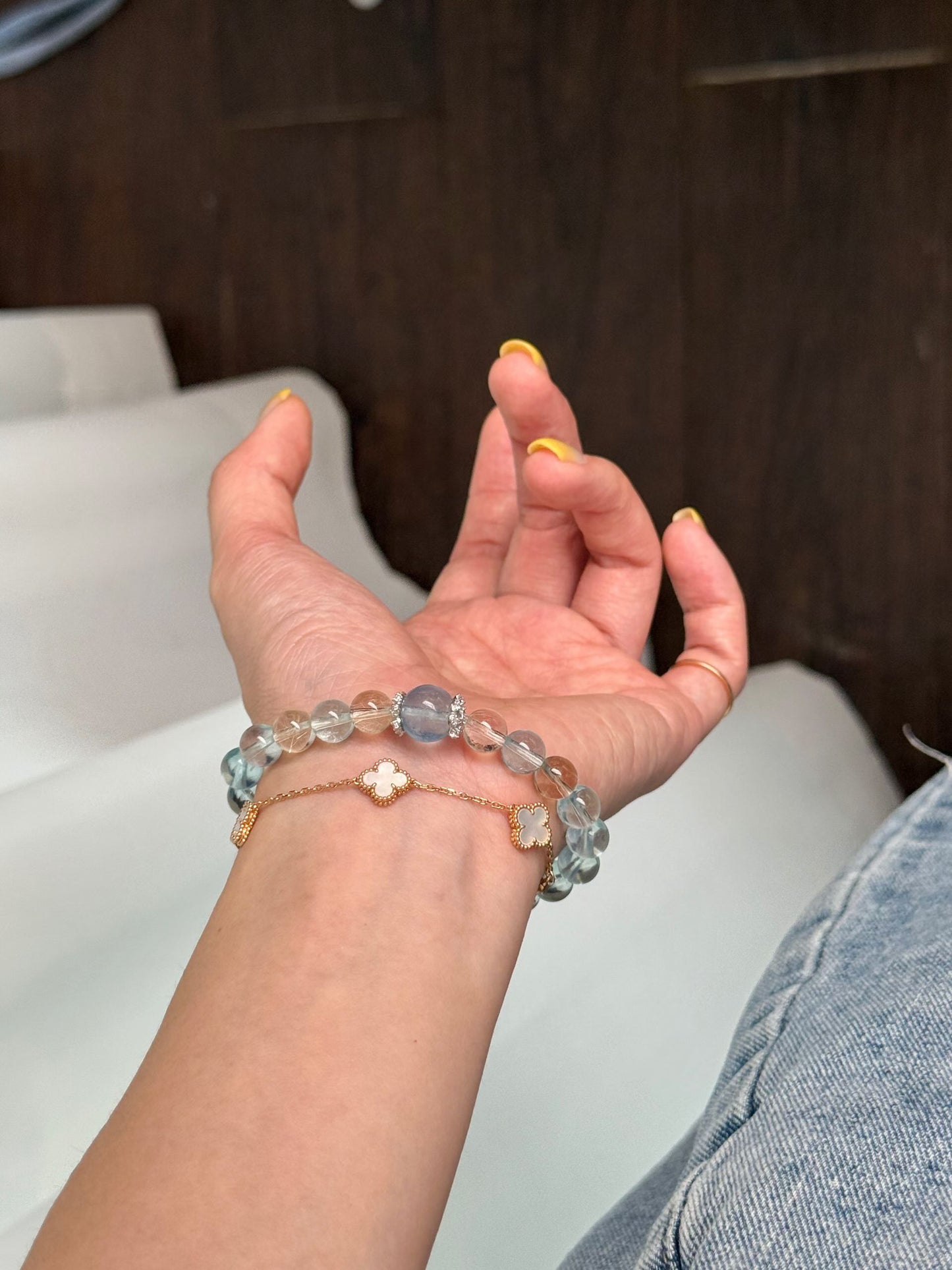 Water Element | Natural Aquamarine & Clear Quartz Spiritual Purification Bracelet