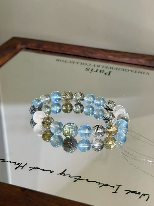 Labradorite, Black Rutilated & Green Quartz for Spiritual Awakening, Career Growth, and Mental Clarity