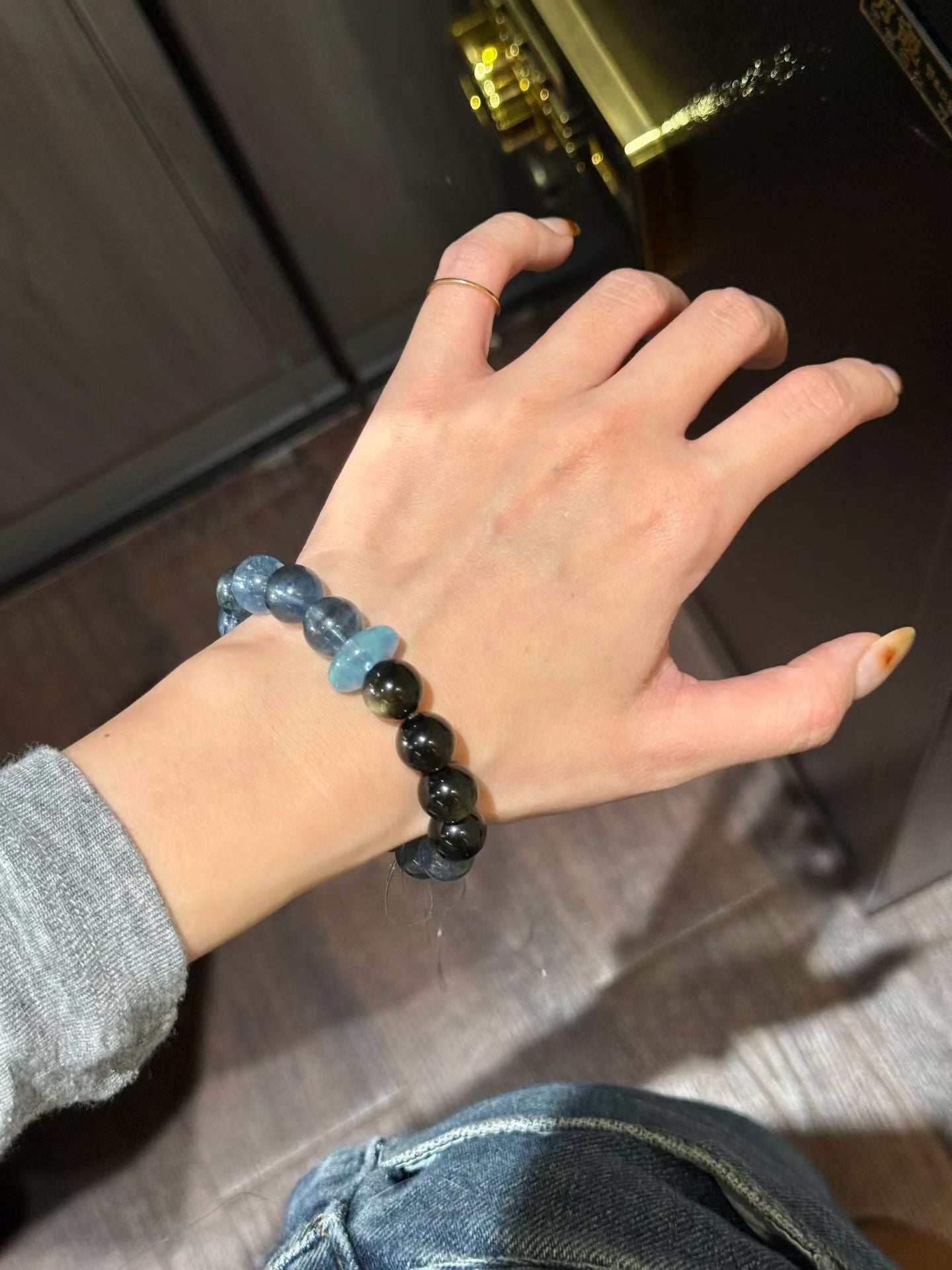 Unisex Pietersite & Aquamarine Power Bracelet – His and Hers Couple’s Energy Set