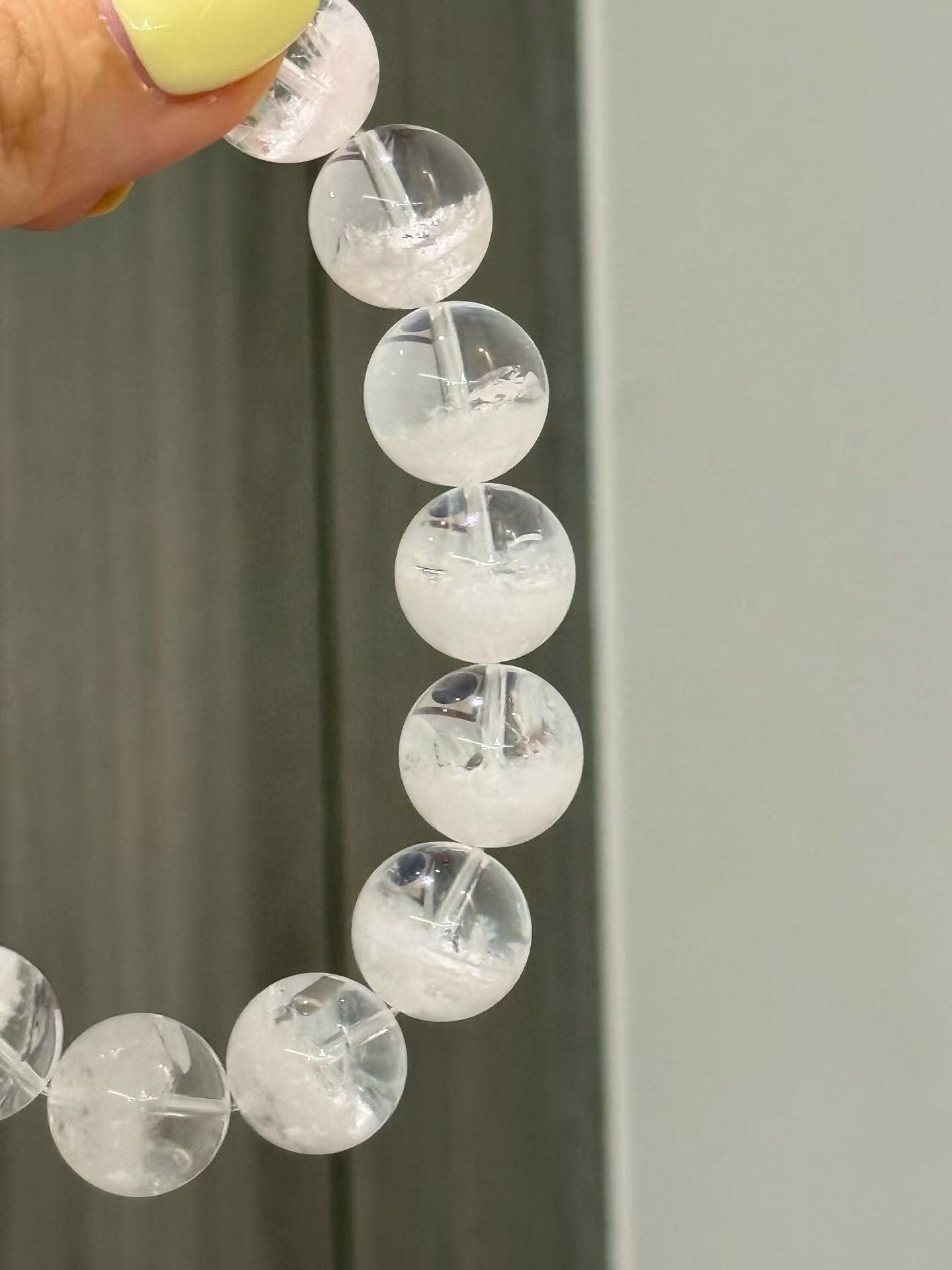 Metal Element | Radiant 14mm White Phantom Quartz Bracelet for Clarity & Calm