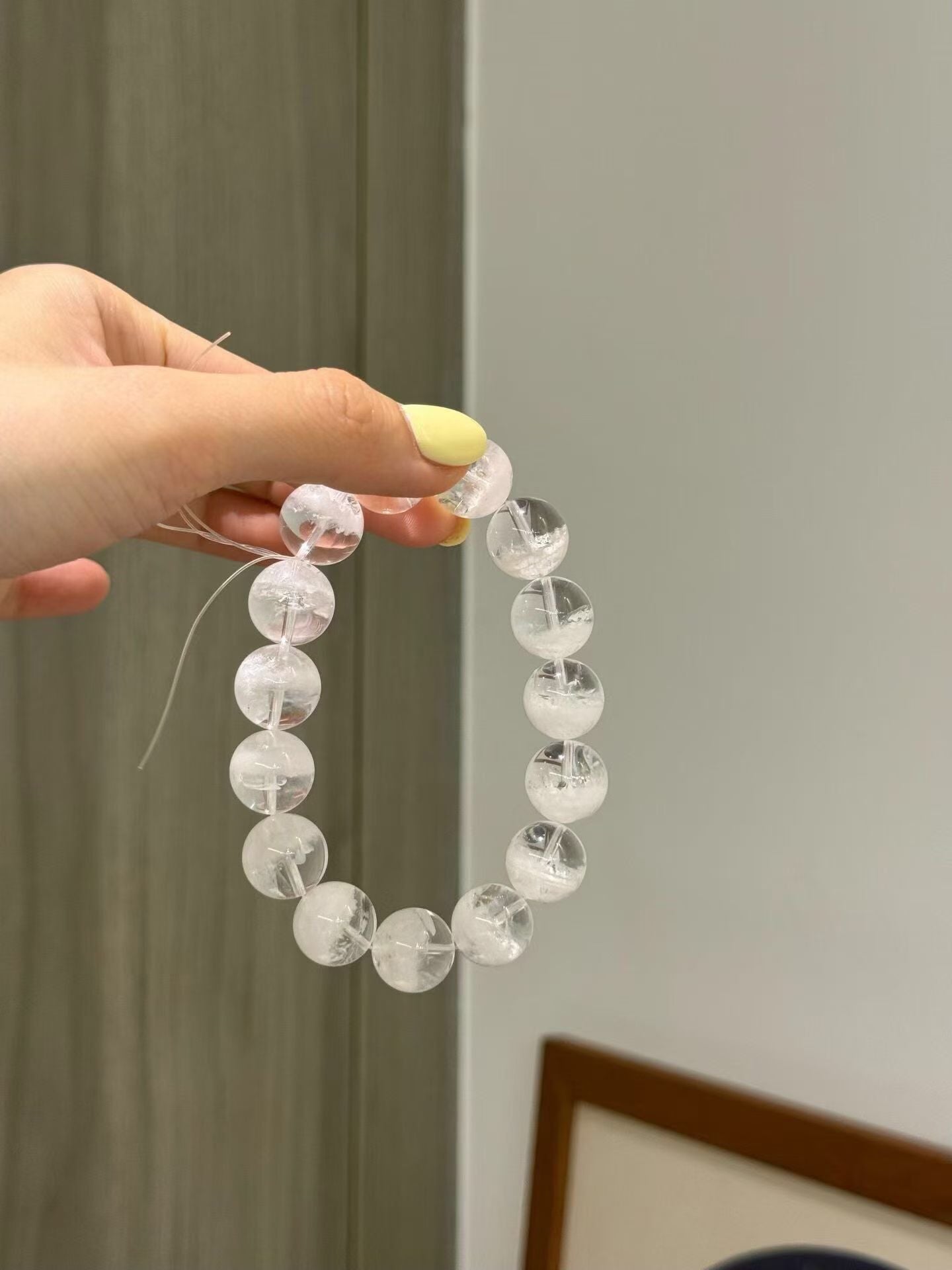 Metal Element | Radiant 14mm White Phantom Quartz Bracelet for Clarity & Calm