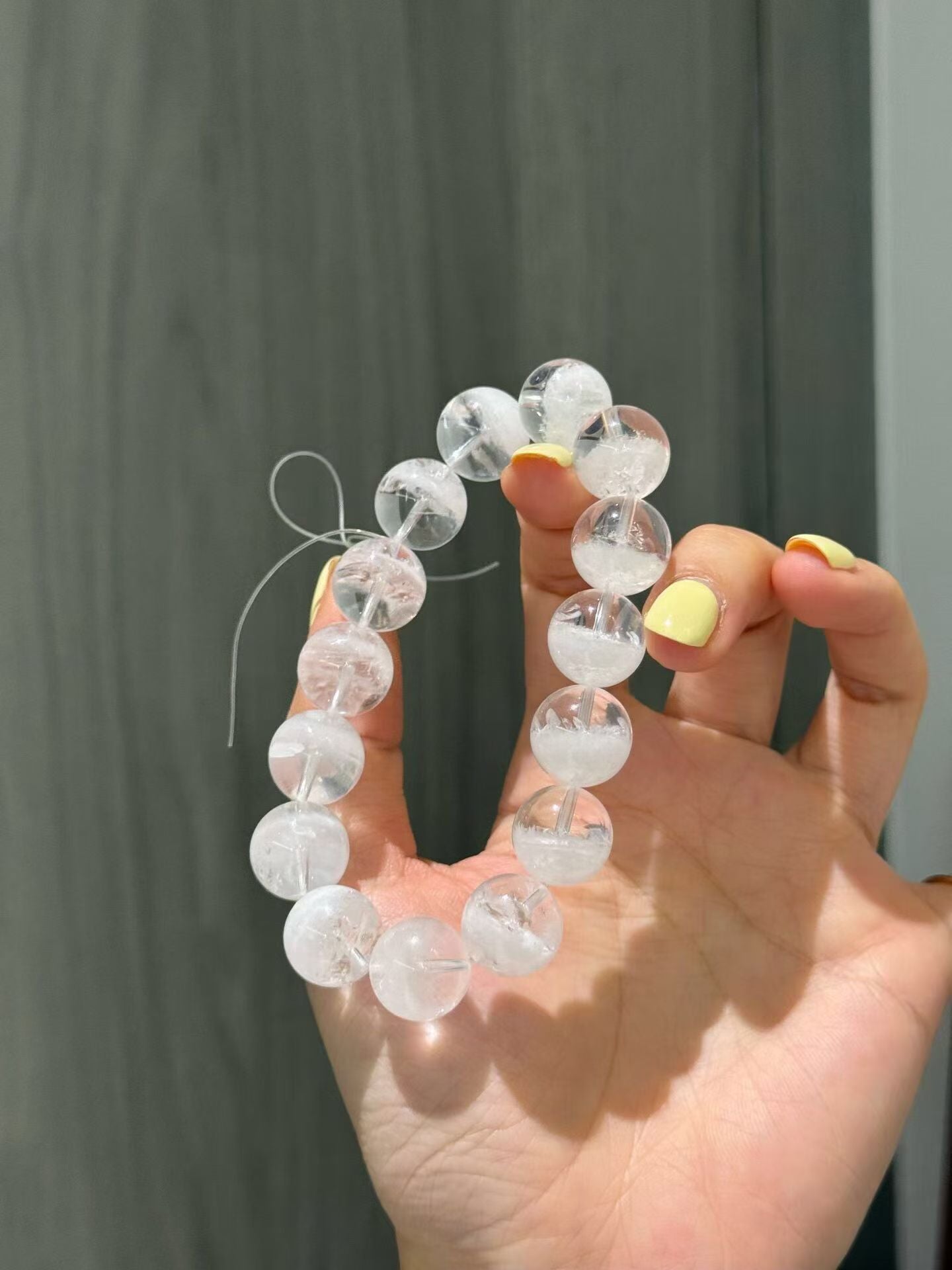 Metal Element | Radiant 14mm White Phantom Quartz Bracelet for Clarity & Calm