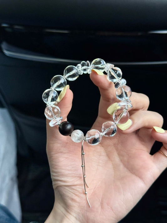 Water Element | Zen Serenity Bracelet: Clear Quartz, Sandalwood & Kunzite