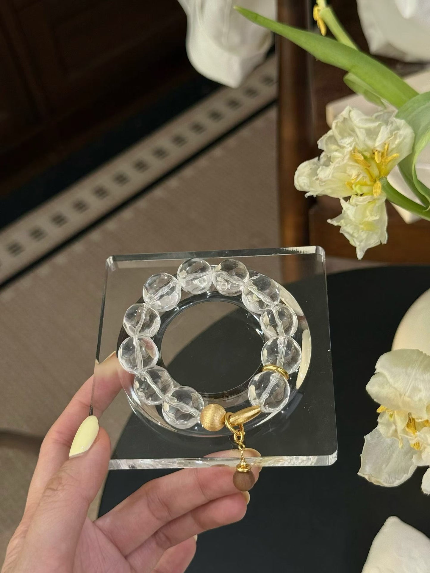 Metal Element | Natural Clear Quartz Freeform Pineapple Bead Crystal Bracelet