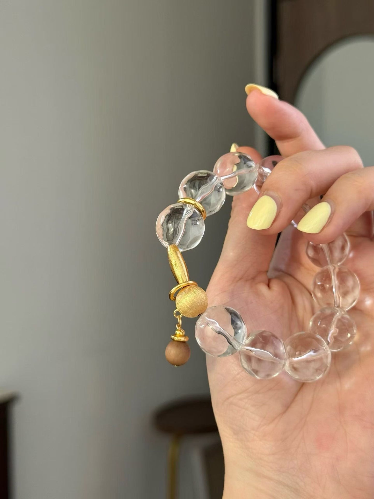 Metal Element | Natural Clear Quartz Freeform Pineapple Bead Crystal Bracelet