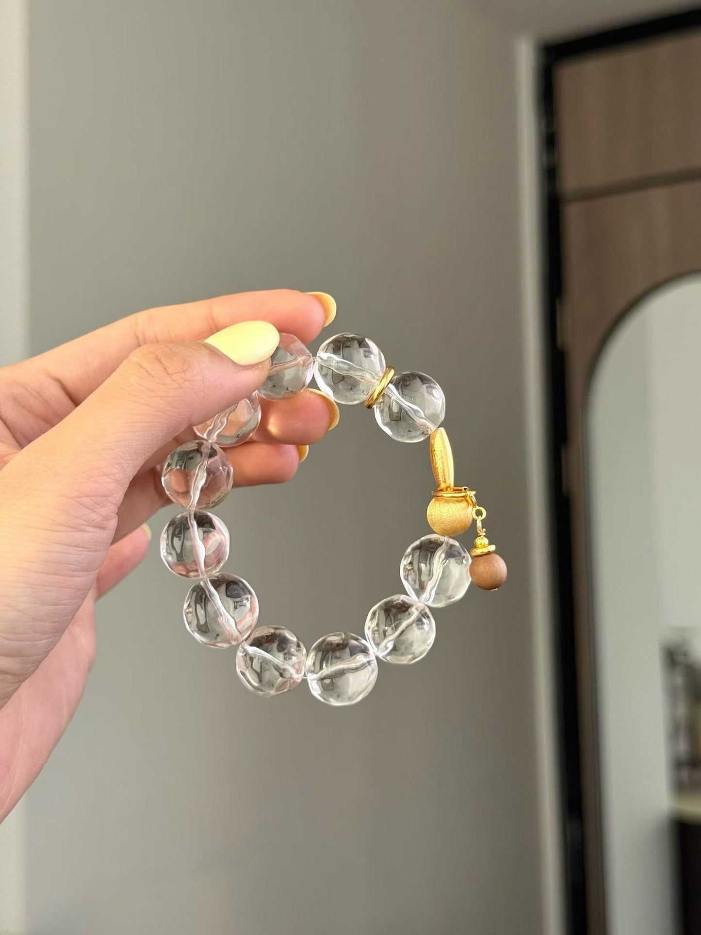 Metal Element | Natural Clear Quartz Freeform Pineapple Bead Crystal Bracelet