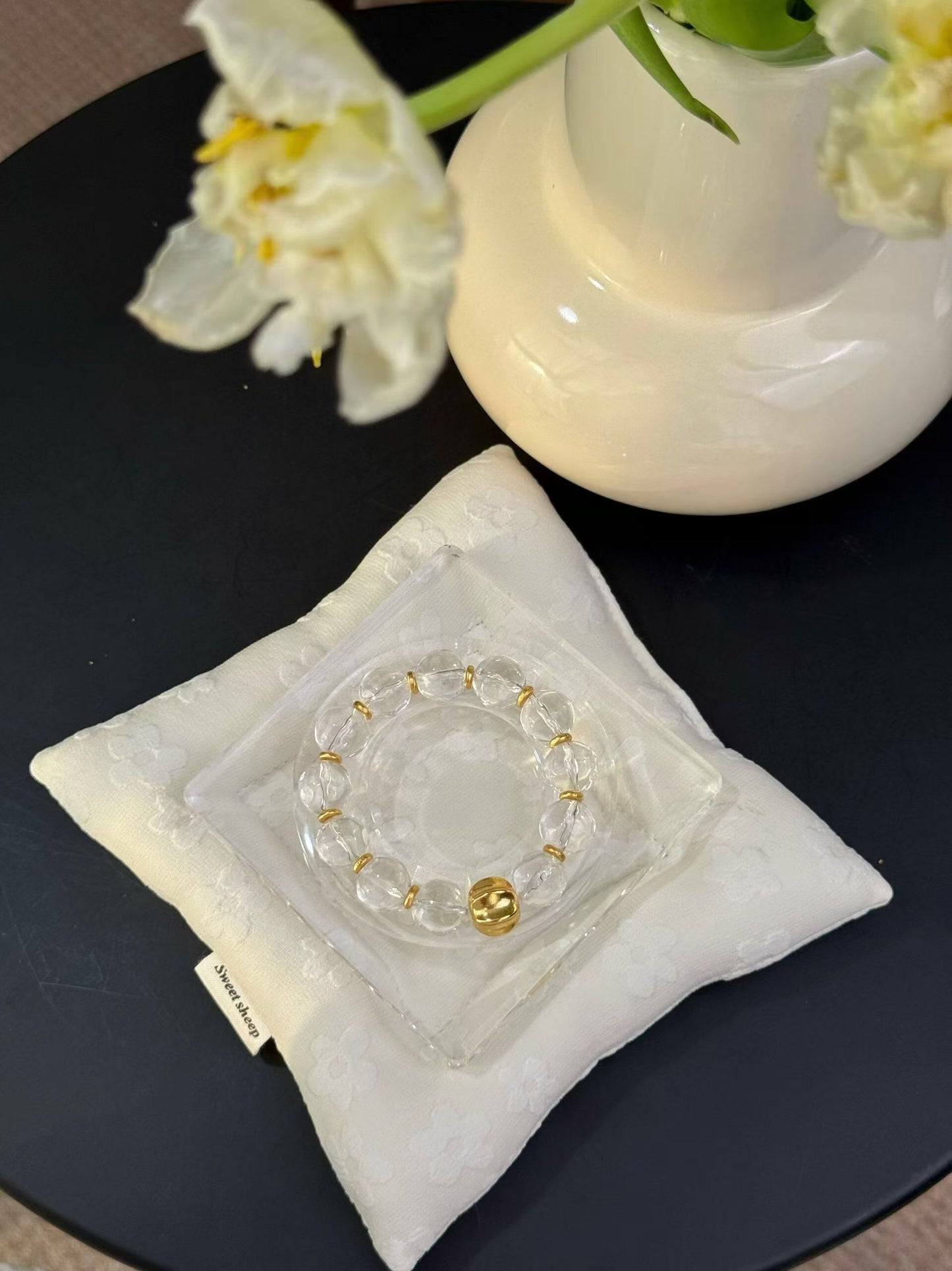 Metal Element | Natural Clear Quartz Freeform Pineapple Bead Crystal Bracelet