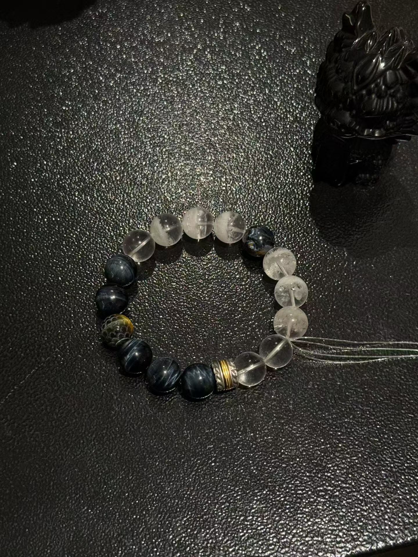 14mm Men's High-End Crystal Bracelet | Metal & Water Energy Armor for Success & Stability