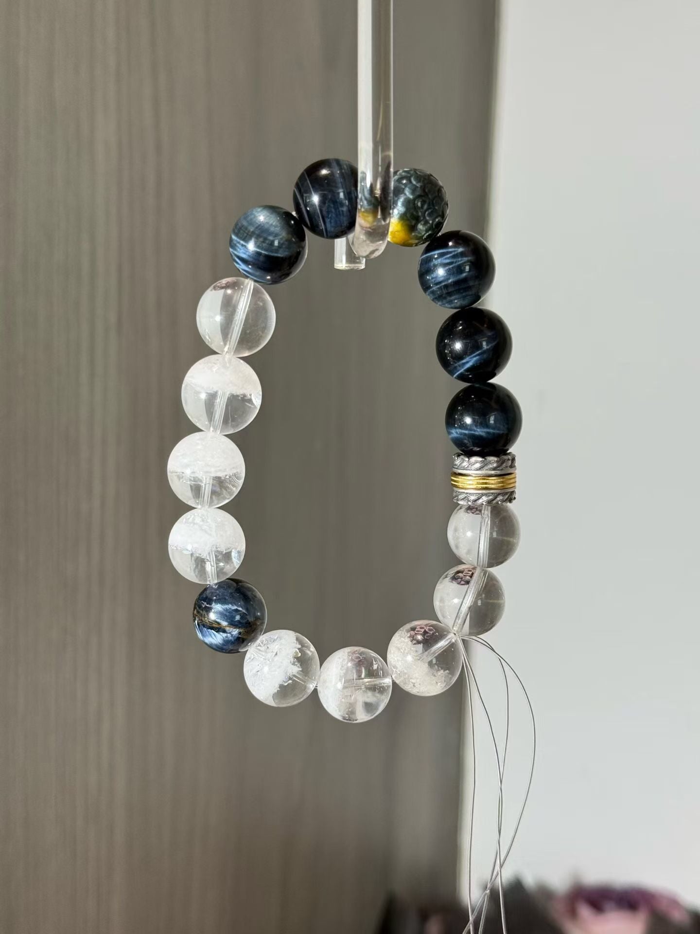 14mm Men's High-End Crystal Bracelet | Metal & Water Energy Armor for Success & Stability