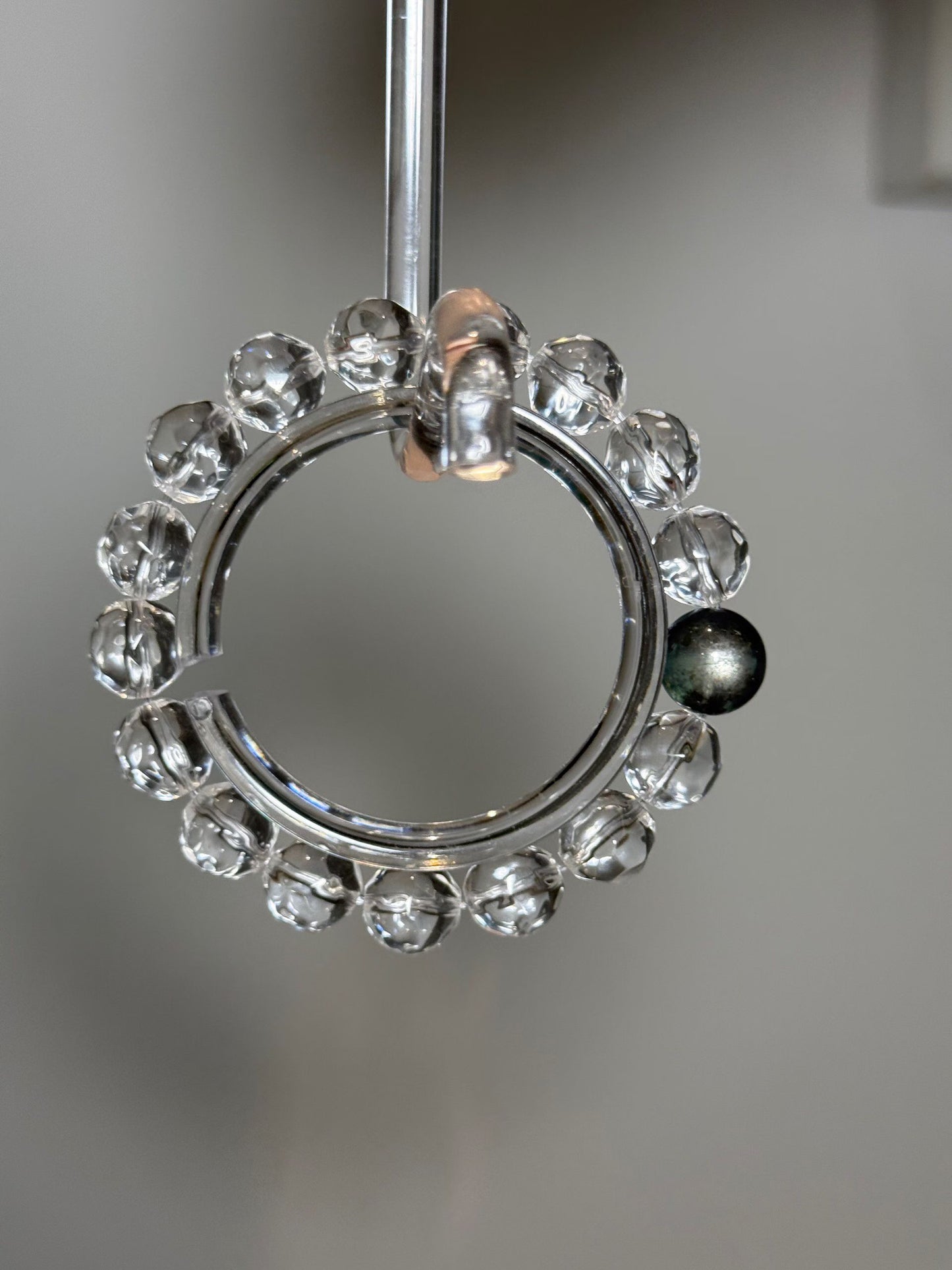 Black Flash Aquamarine & Faceted Clear Quartz Bracelet – Energy Purification & Social Ease