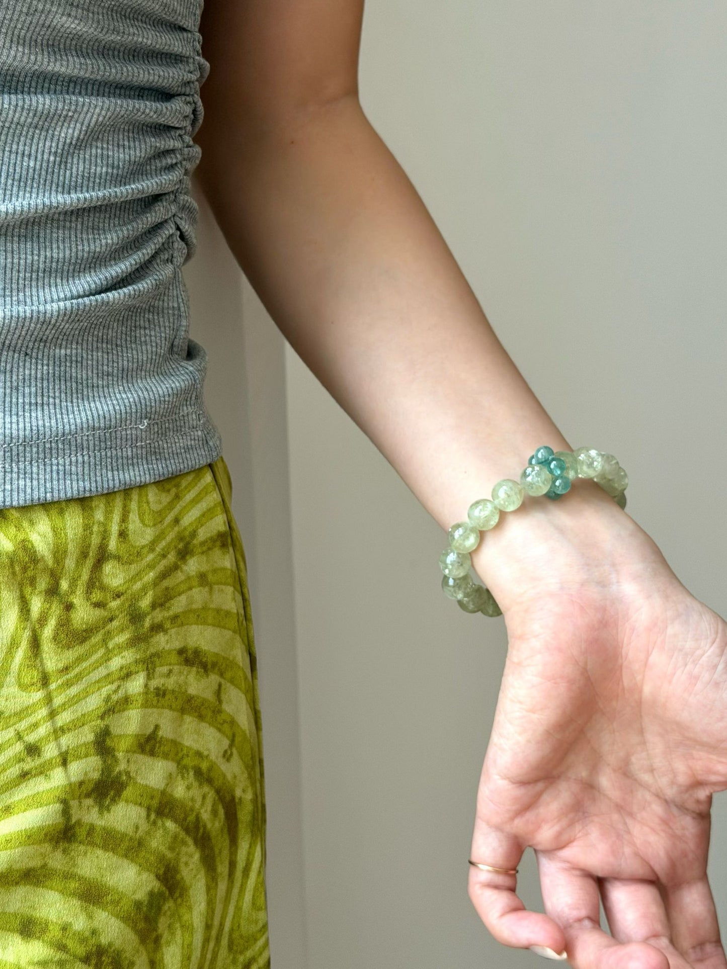 Wood Element | Natural Green Fuchsite & Green Apatite Bead Bracelet for Growth, Abundance & Deep Heart Chakra Healing