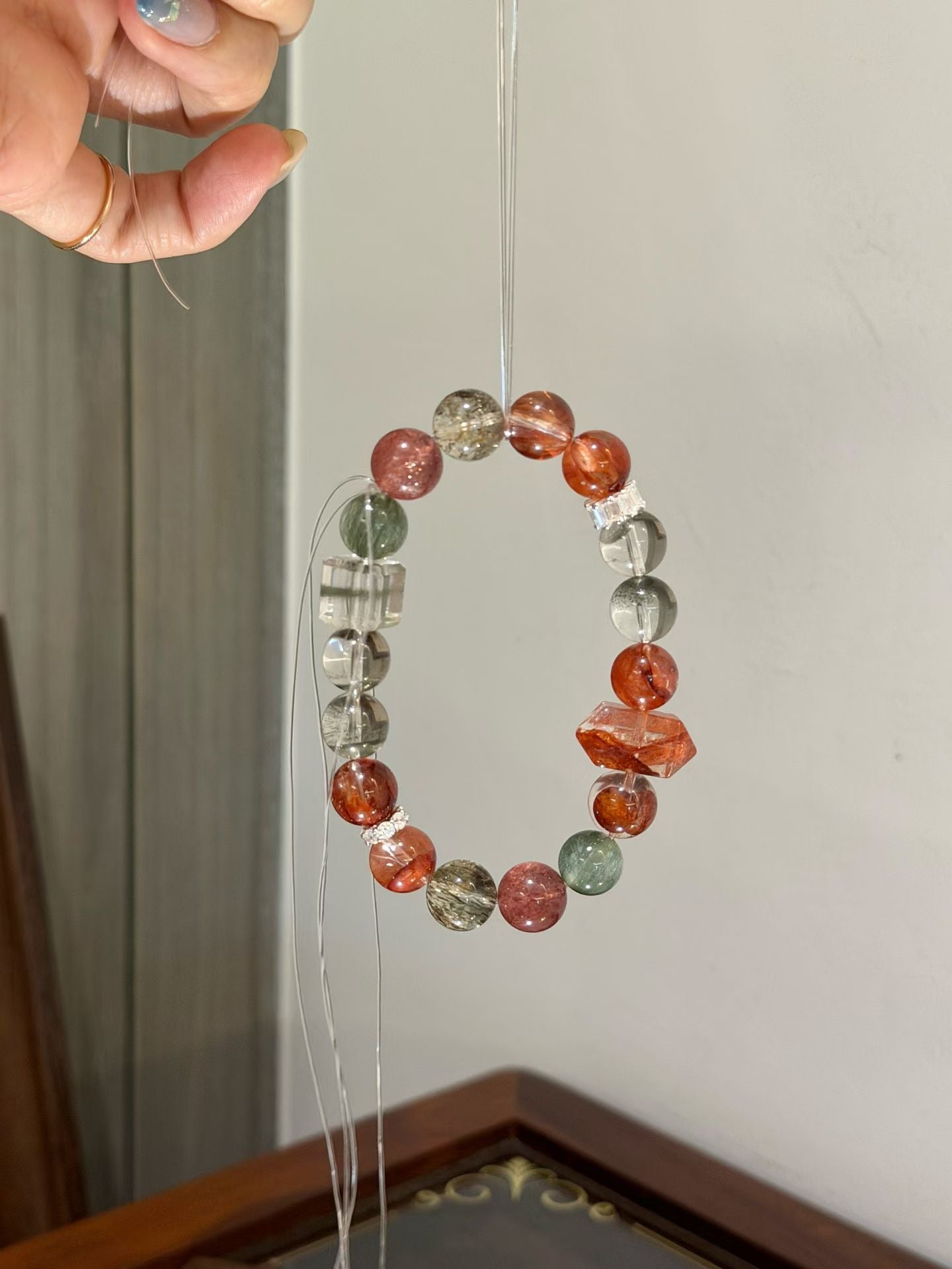 Natural Multi-Green & Healing Quartz Crystal Bead Bracelet