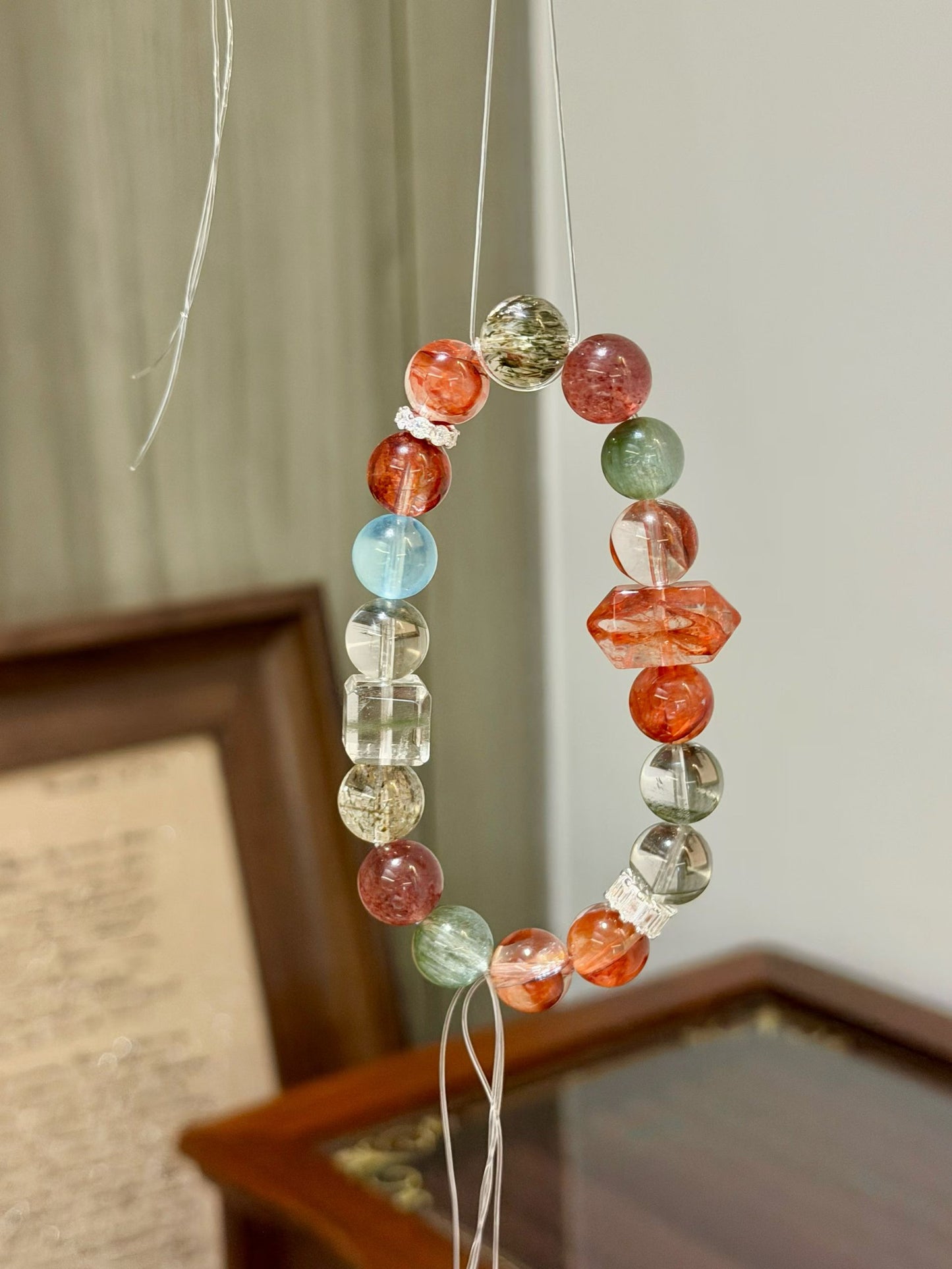 Natural Multi-Green & Healing Quartz Crystal Bead Bracelet