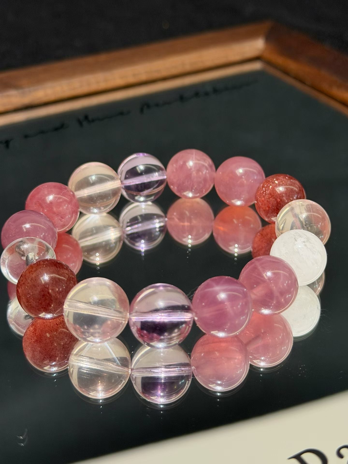 Inner Peace & Emotional Healing Crystal Bracelet | Amethyst, Rose Quartz, Clear Quartz & Strawberry Quartz for Anxiety Relief