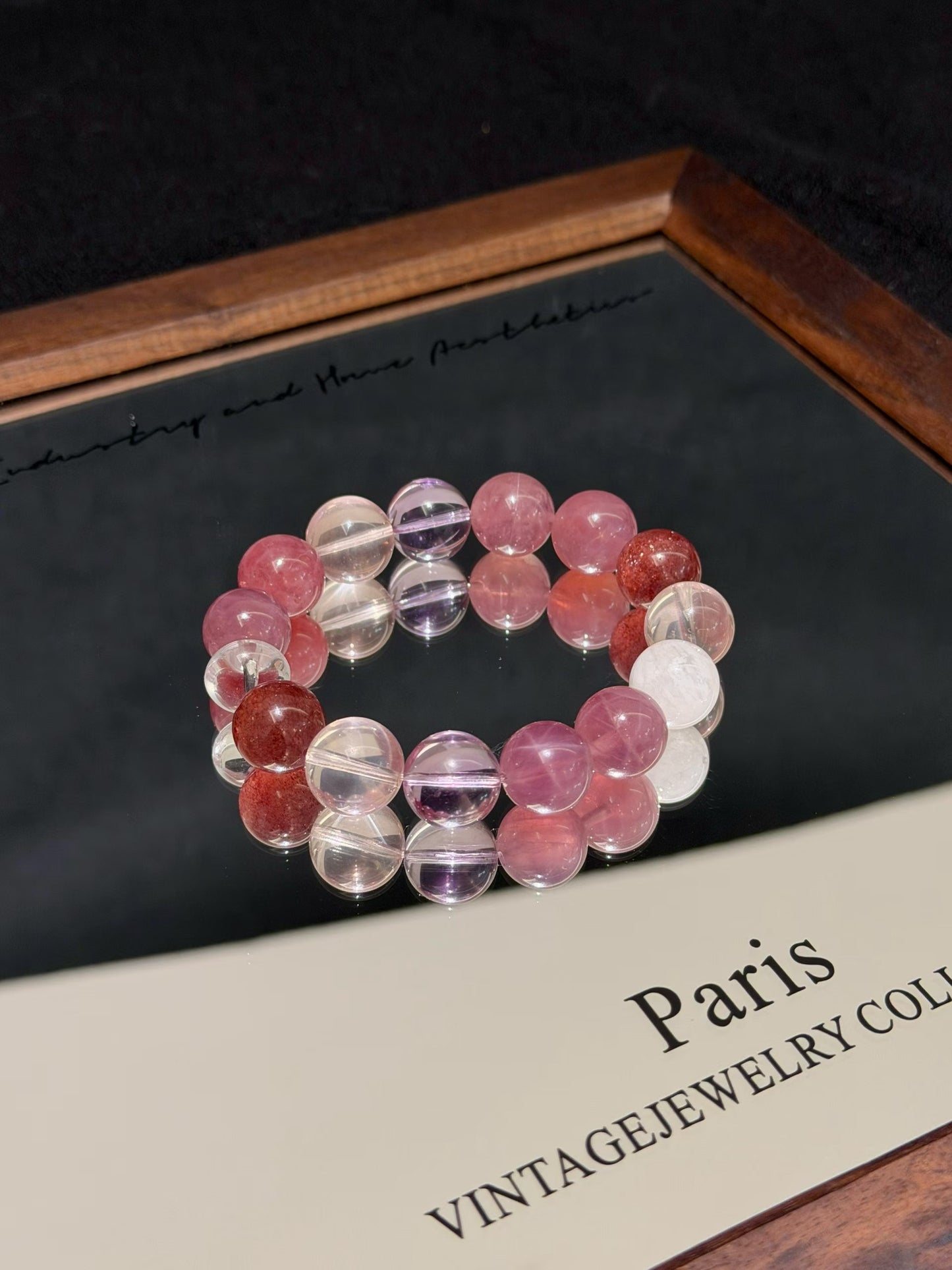 Inner Peace & Emotional Healing Crystal Bracelet | Amethyst, Rose Quartz, Clear Quartz & Strawberry Quartz for Anxiety Relief