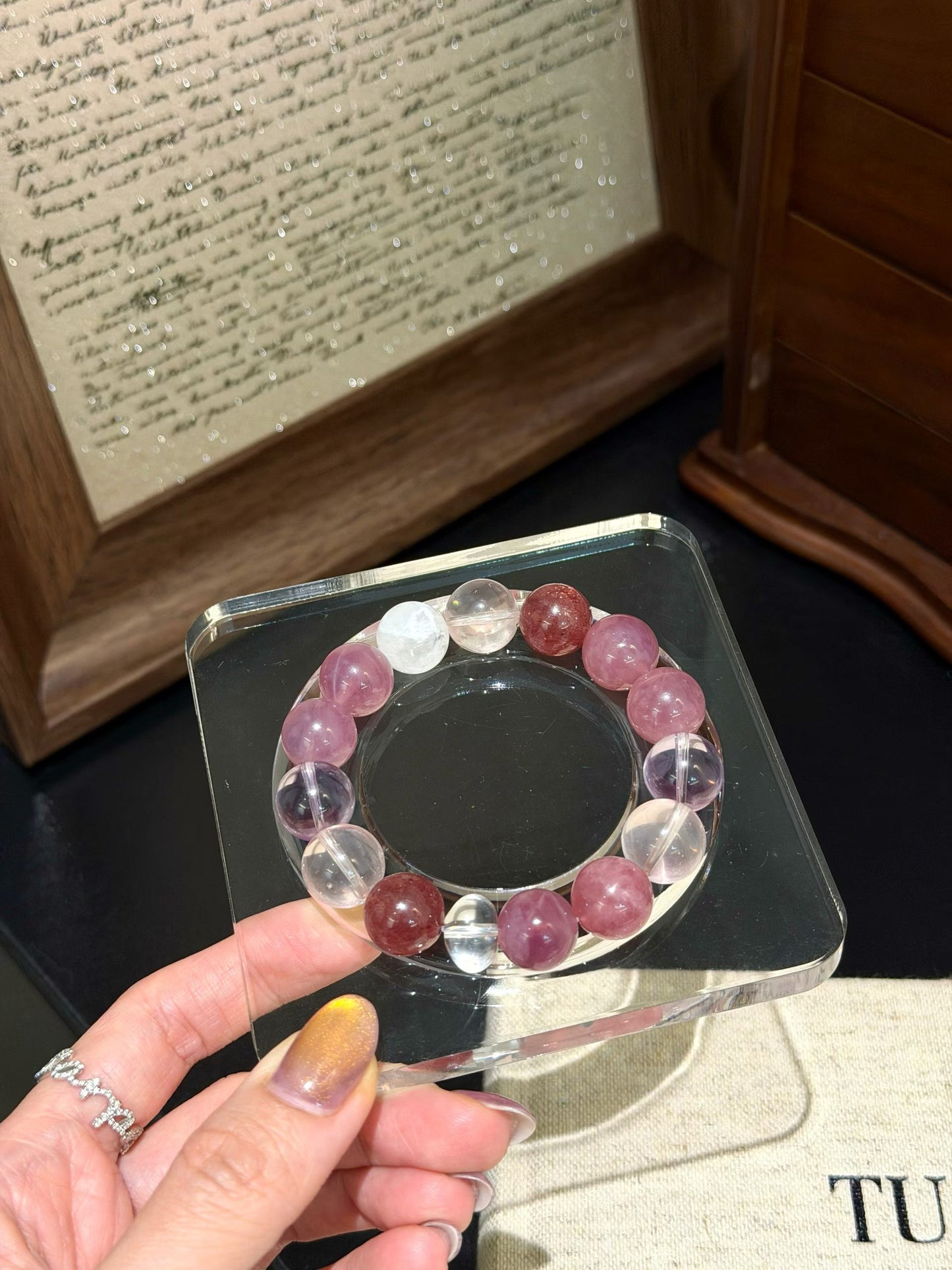 Inner Peace & Emotional Healing Crystal Bracelet | Amethyst, Rose Quartz, Clear Quartz & Strawberry Quartz for Anxiety Relief