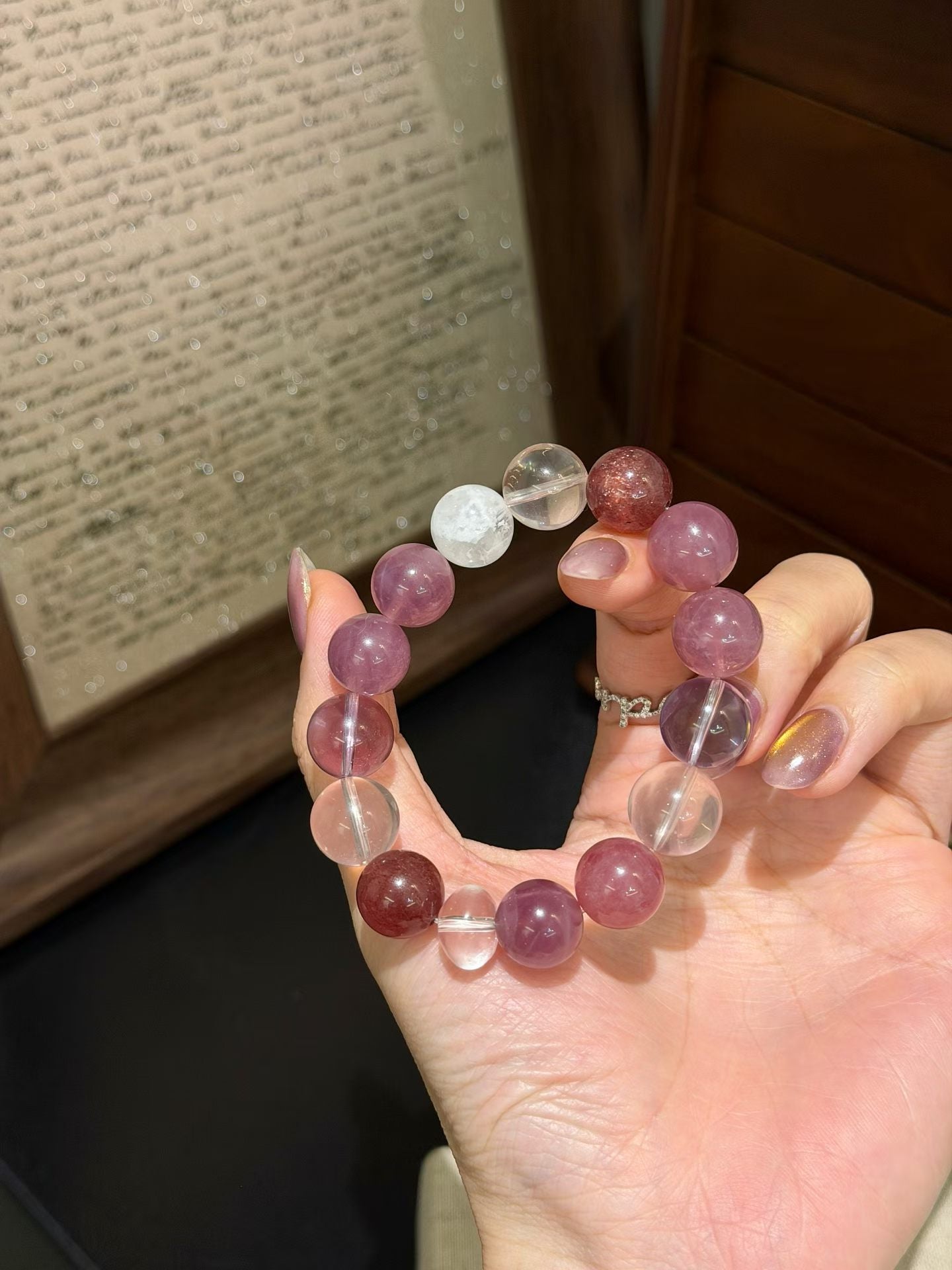 Inner Peace & Emotional Healing Crystal Bracelet | Amethyst, Rose Quartz, Clear Quartz & Strawberry Quartz for Anxiety Relief