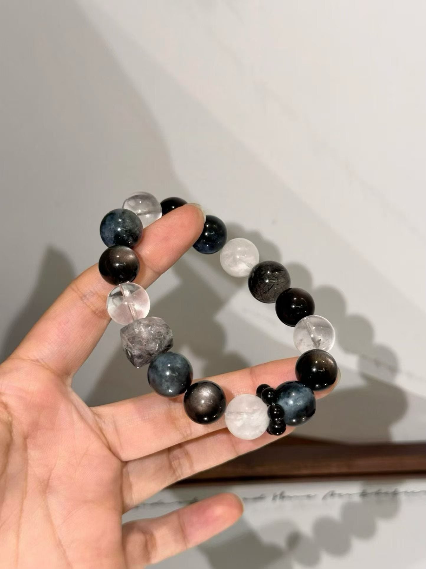 Water Element | Black Rutilated Quartz, Silver Sheen Obsidian & Herkimer Diamond for Empaths, Stress Relief, and Spiritual Protection