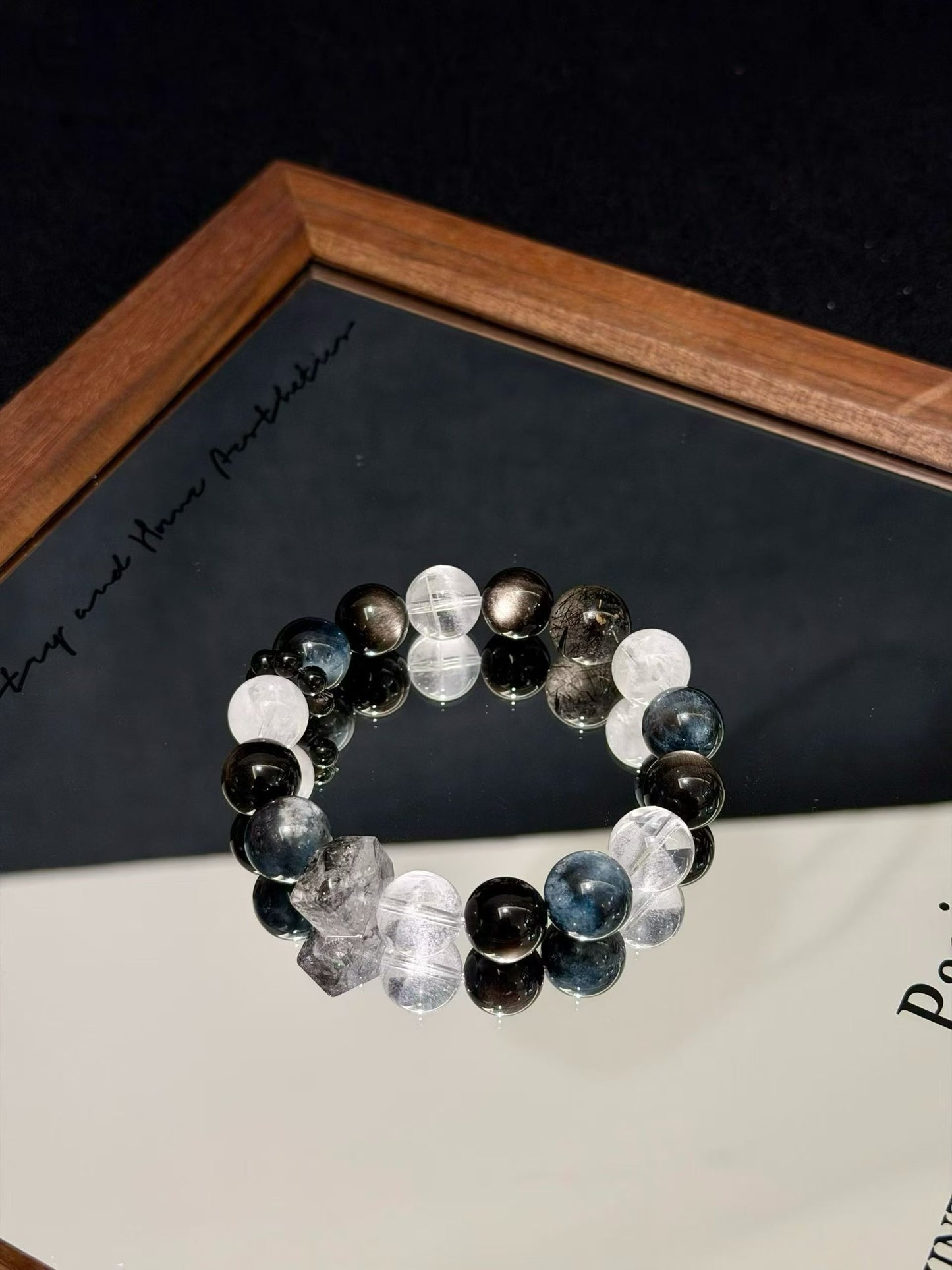Water Element | Black Rutilated Quartz, Silver Sheen Obsidian & Herkimer Diamond for Empaths, Stress Relief, and Spiritual Protection