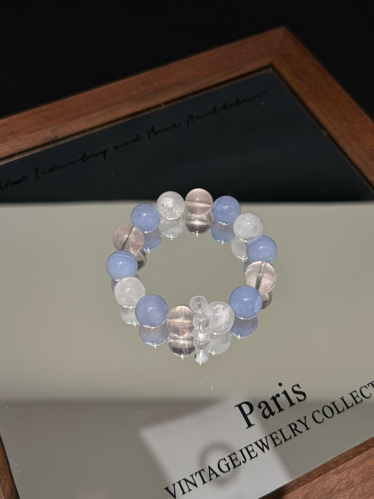 Calm Mind Healing Crystal Bracelet | Blue Lace Agate, Snowflake Phantom & Ice Peach Quartz for Stress Relief, and Overthinkers