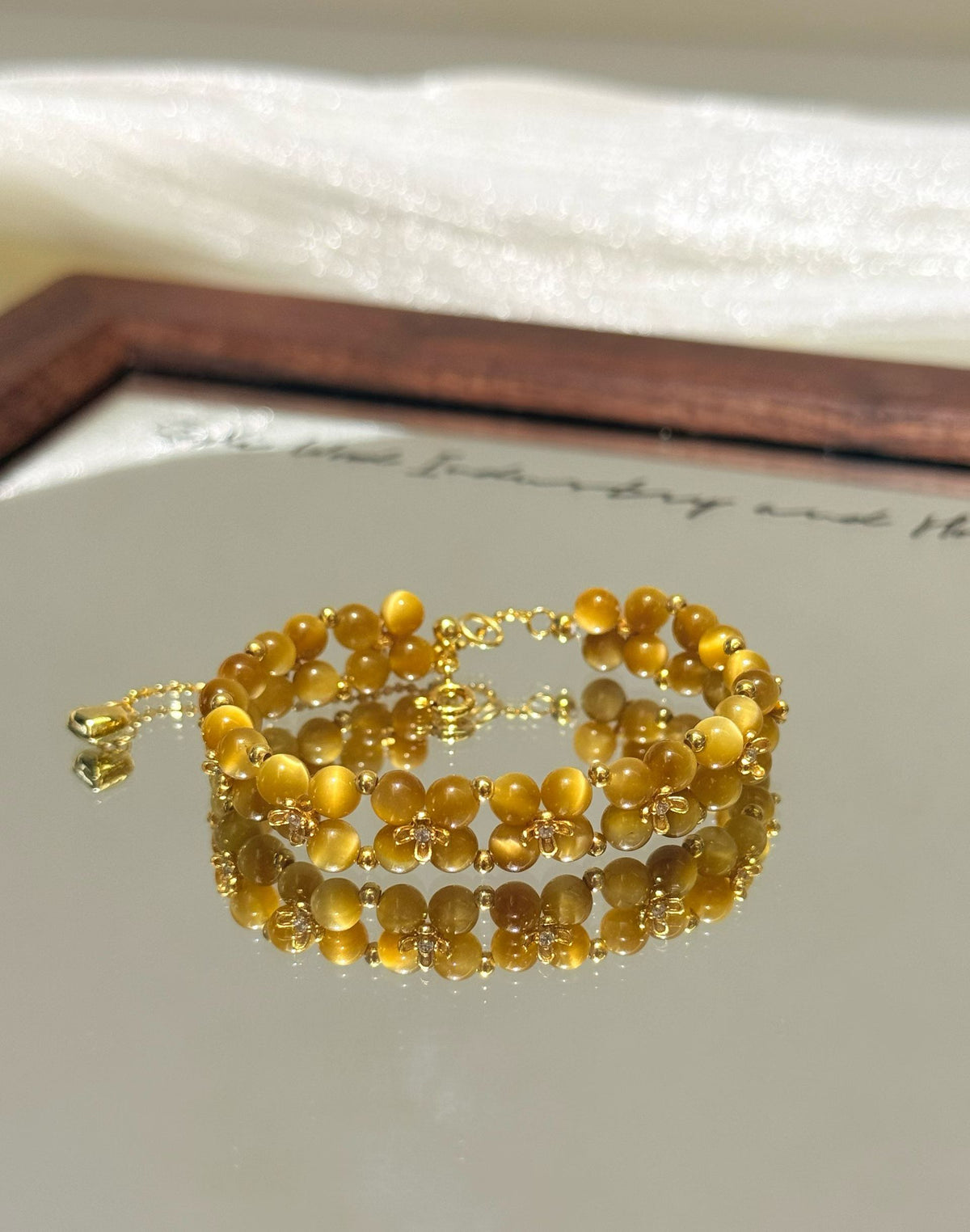 Golden Tiger's Eye Flower Bracelet "Bloom All the Way" for Women Who Carry Their Own Luck