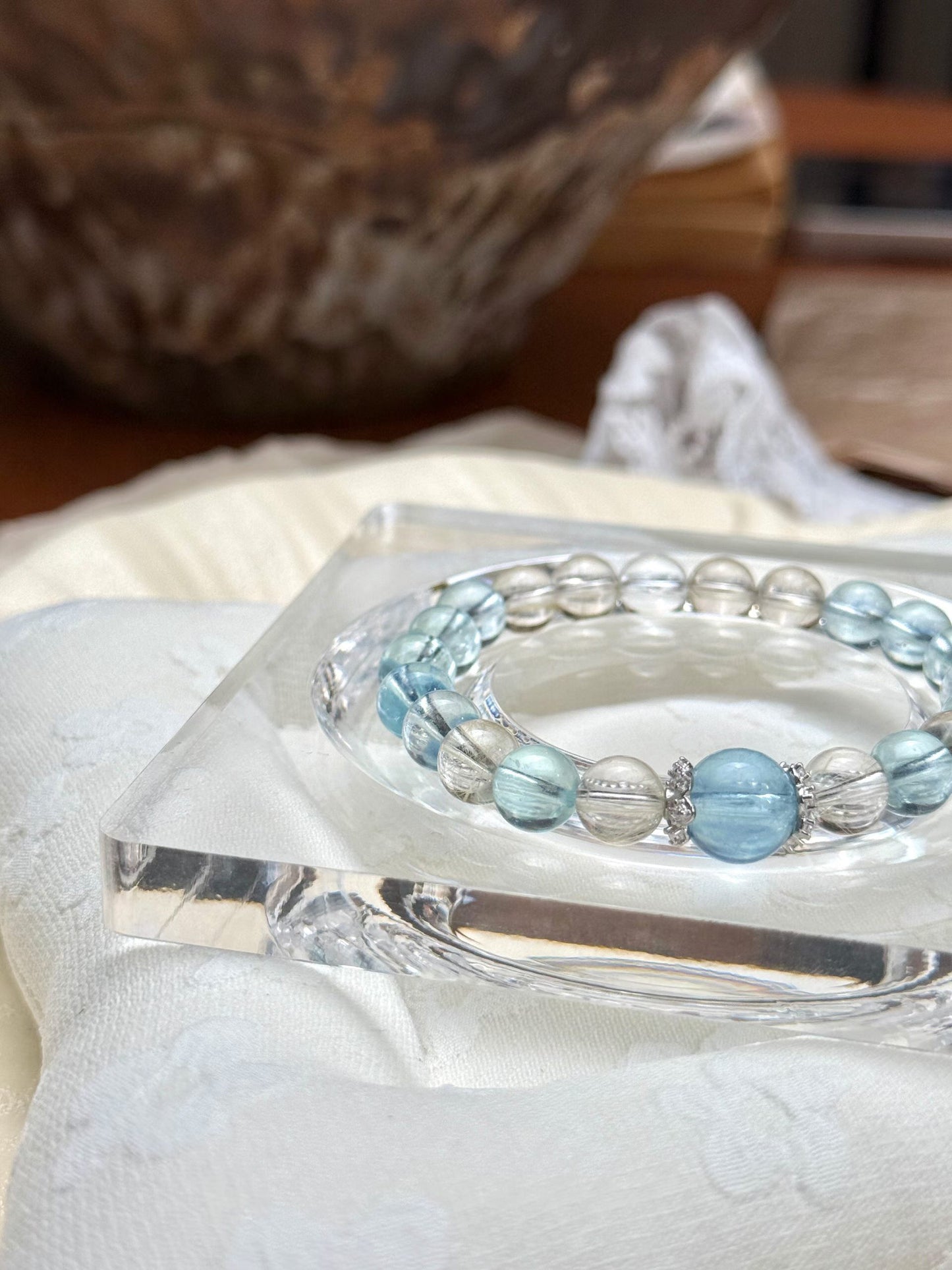 Water Element | Natural Aquamarine & Clear Quartz Spiritual Purification Bracelet