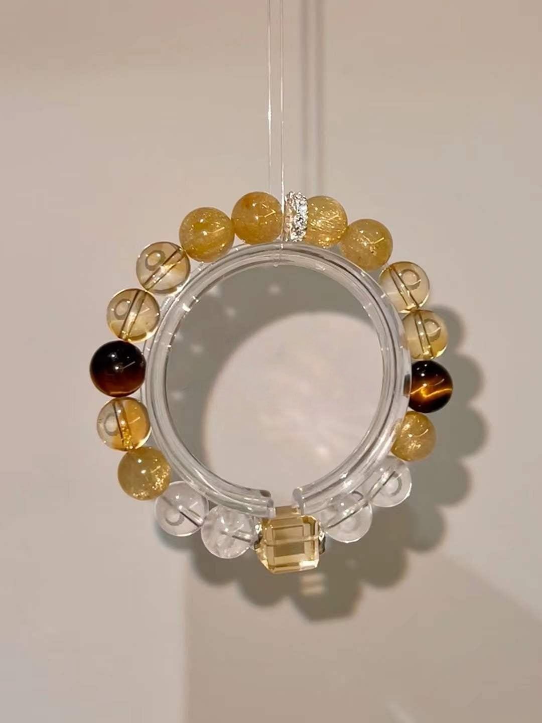 Earth & Metal Element | Citrine, Rutilated Quartz, Tiger’s Eye & White Phantom Abundance Bracelet
