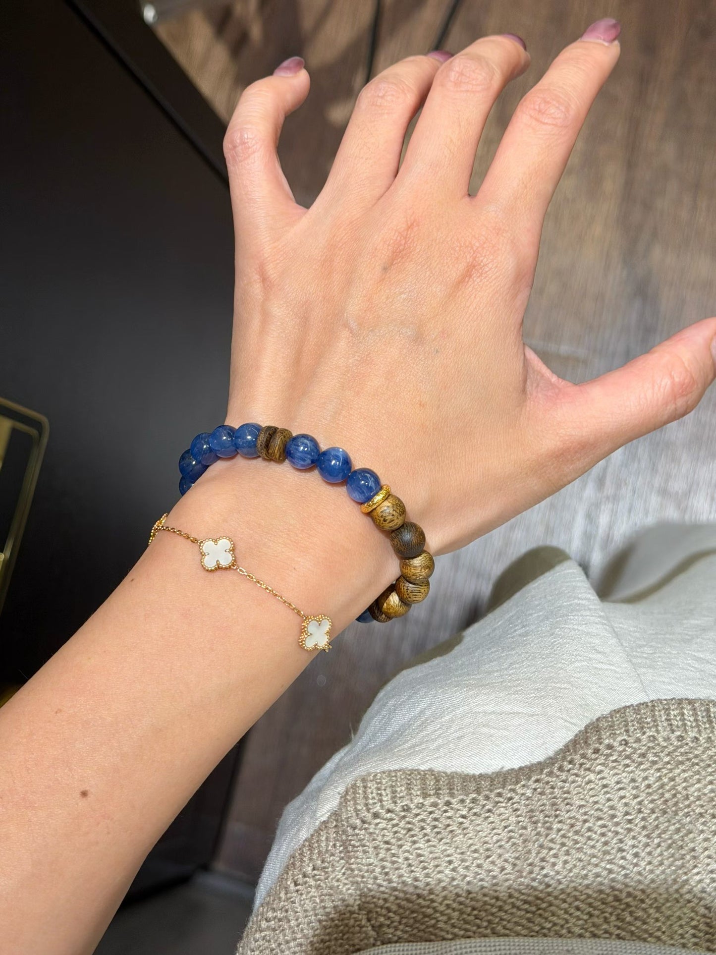 Agarwood & Blue Kyanite Bracelet – For Communicators, Leaders & Seekers of Inner Calm | Unisex Crystal Healing Jewelry