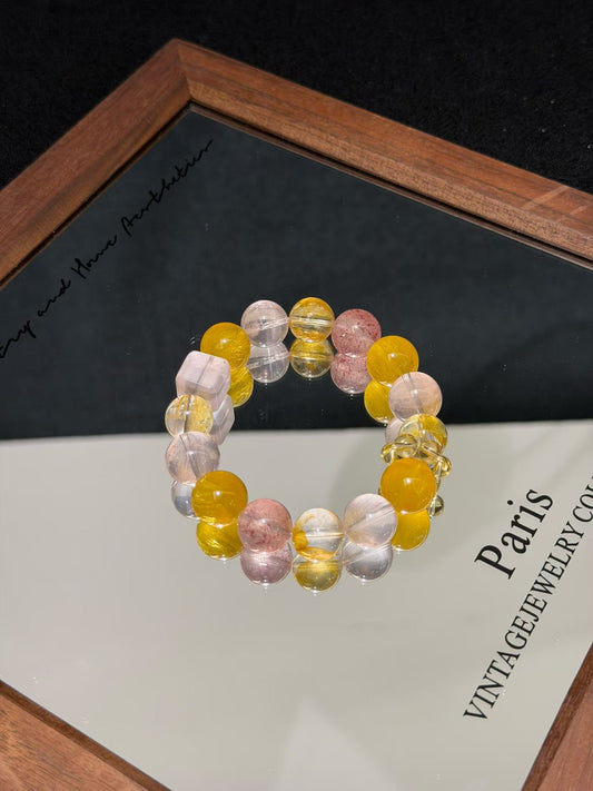 Abundance & Joy Healing Crystal Bracelet | Yellow Fluorite, Citrine & Rose Quartz for Confidence, and Creative Minds