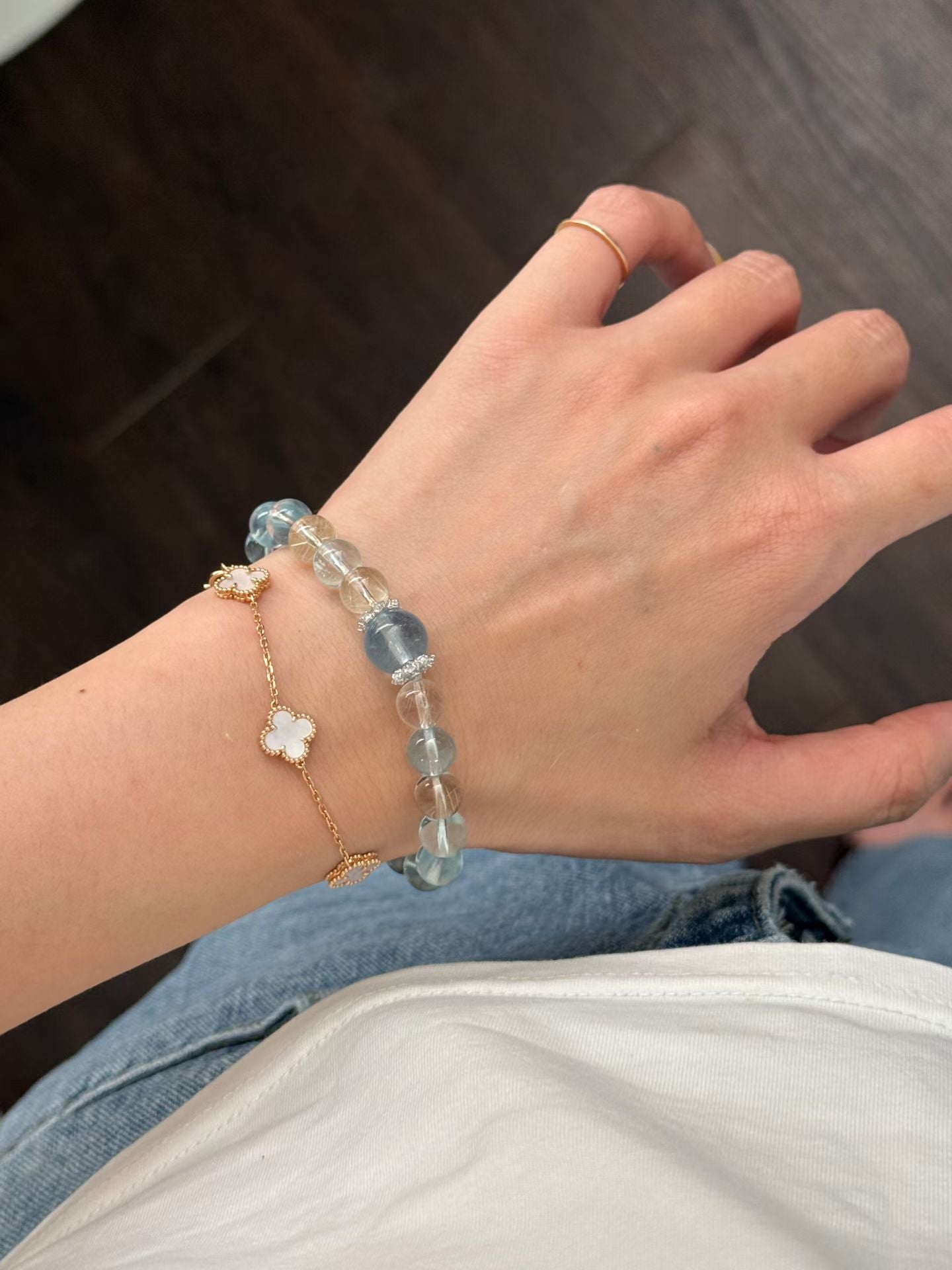 Water Element | Natural Aquamarine & Clear Quartz Spiritual Purification Bracelet