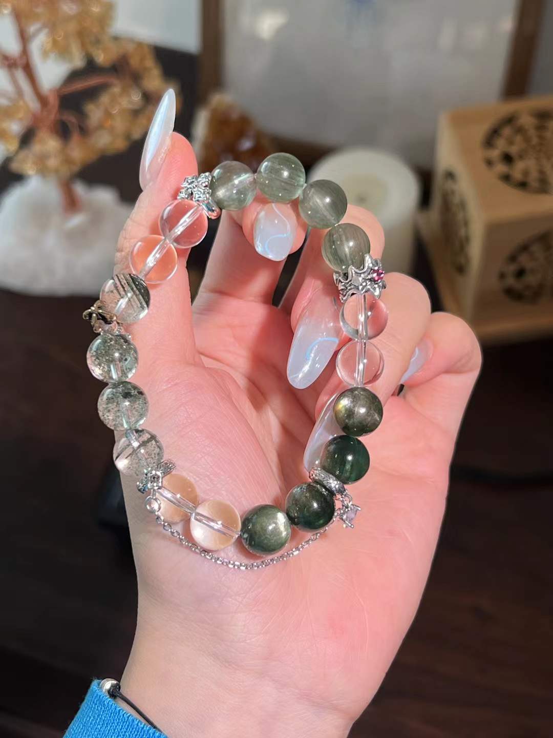 Wood Element | Green Rutilated Quartz, Green Phantom, Seraphinite, Green Lepidolite Synergy Bracelet