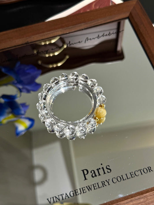 Gold Rutilated Quartz & Faceted Clear Quartz Bracelet – Wealth Manifestation & Absolute Clarity
