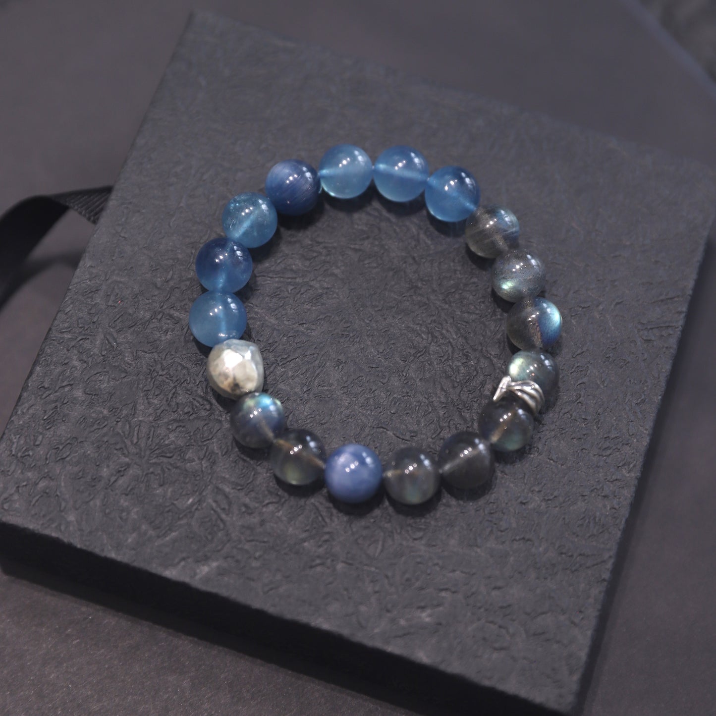 Spacetime Mineral 11mm Kyanite Aquamarine Healing Power Beaded Bracelet | Natural Crystal