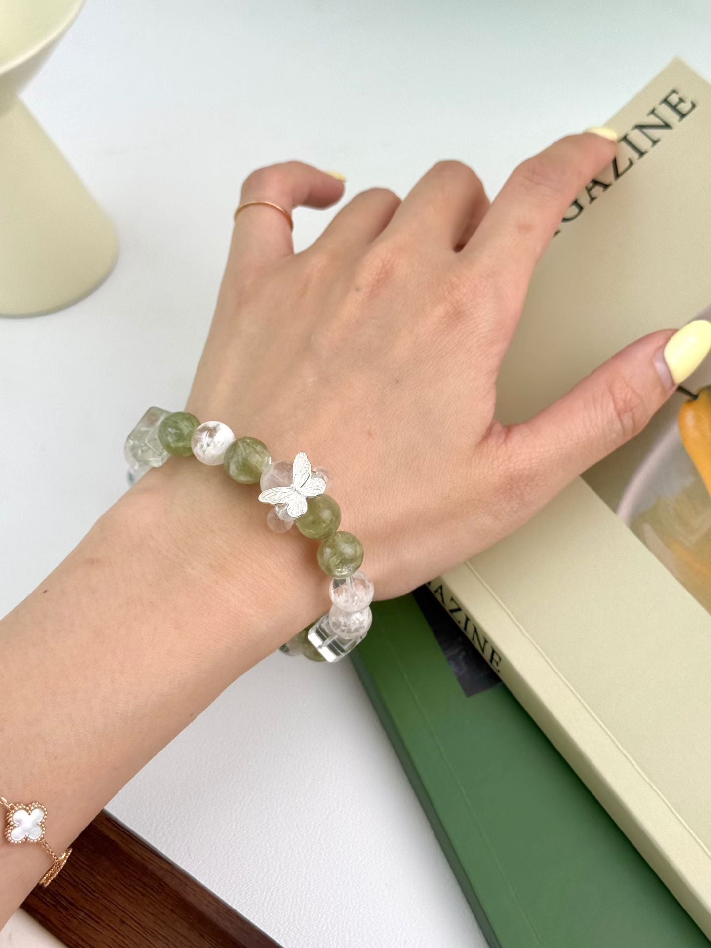 Wealth & Vitality | Green Phantom & Snowflake Quartz Healing Bracelet