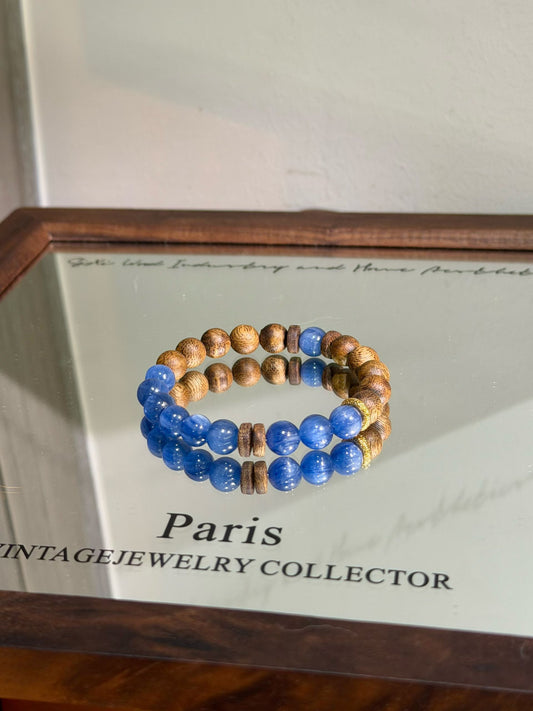 Agarwood & Blue Kyanite Bracelet – For Communicators, Leaders & Seekers of Inner Calm | Unisex Crystal Healing Jewelry