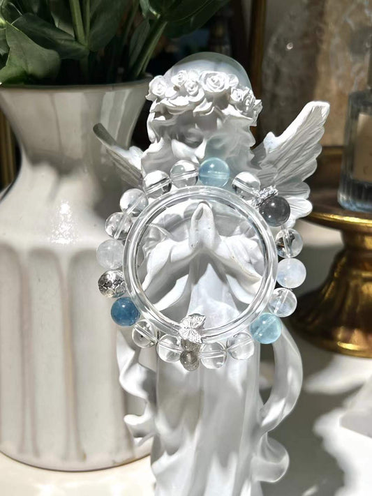 Serenity & Intuition Bracelet – Clear Quartz, Blue Moonstone & Aquamarine