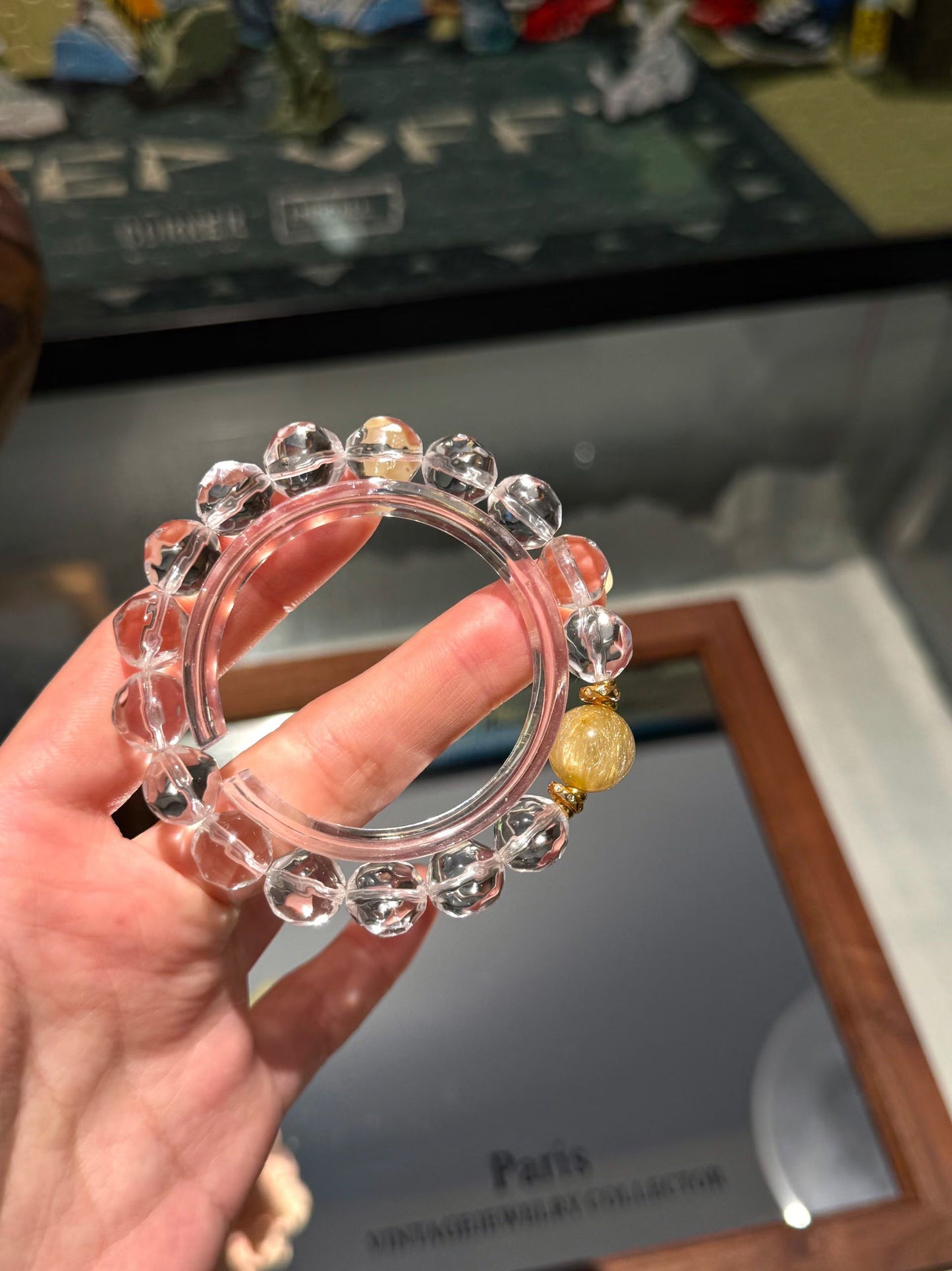 Gold Rutilated Quartz & Faceted Clear Quartz Bracelet – Wealth Manifestation & Absolute Clarity