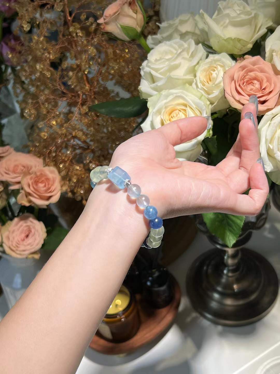 Water & Wood Element | Aquamarine, Green Quartz, Kyanite & Prehnite