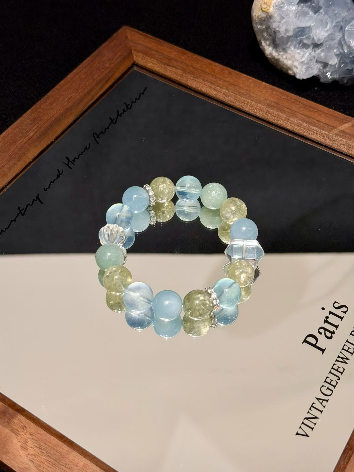 Serenity & Renewal Healing Crystal Bracelet | Aquamarine, Emerald Quartz & Clear Quartz